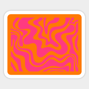 Retro Liquid Swirl Abstract Pattern Hot Pink & Orange Sticker